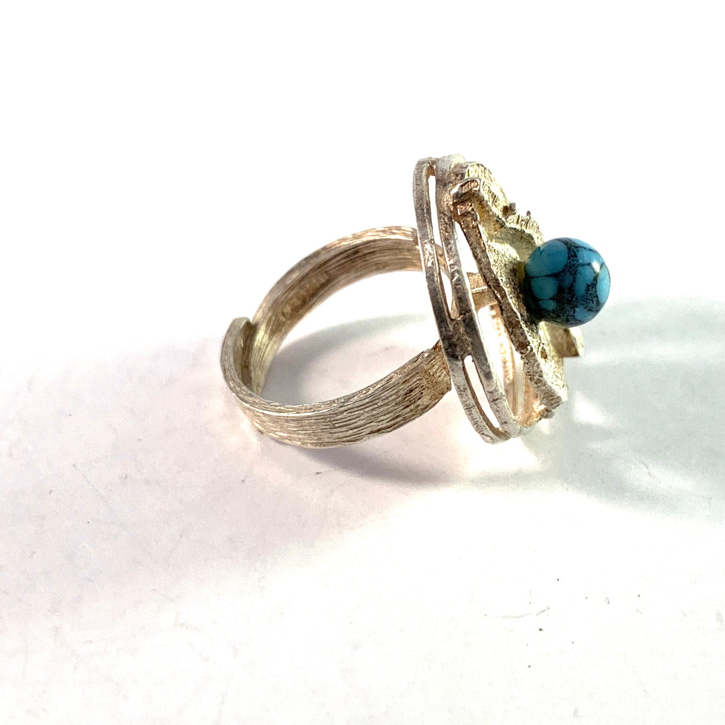 Germany 1970s. Vintage 835 Silver Faux Turquoise Ring.