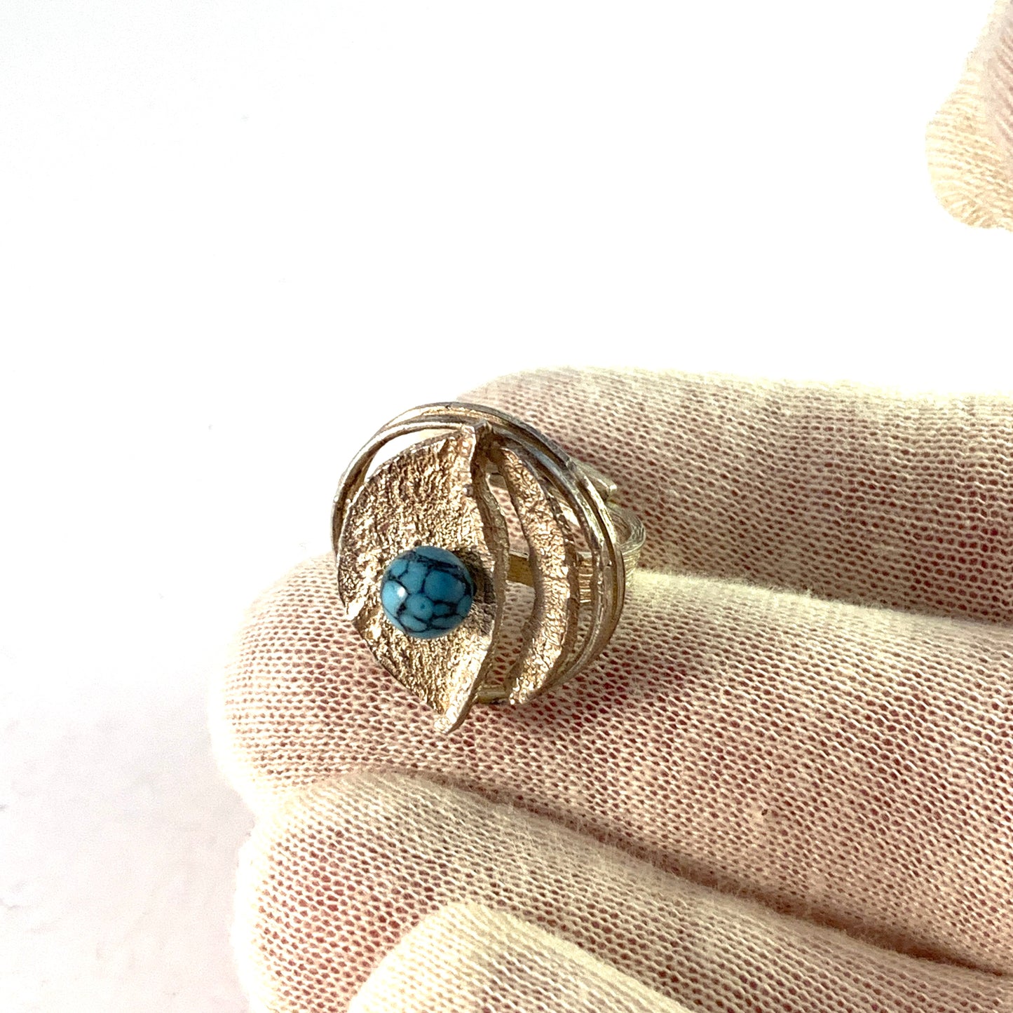 Germany 1970s. Vintage 835 Silver Faux Turquoise Ring.