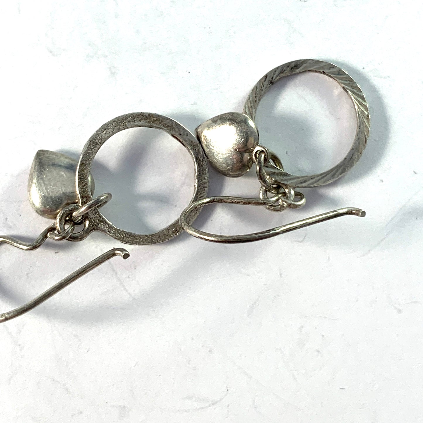 Reino Mikael Valkeinen, Finland 1962-76 Solid 830 Silver Earrings.