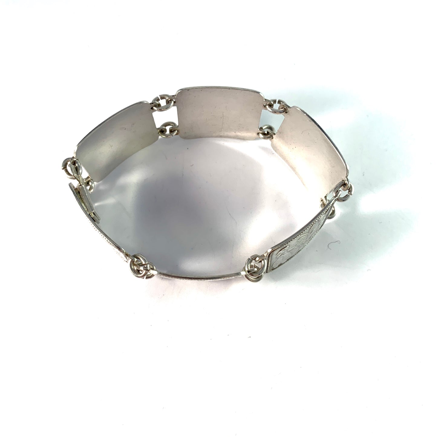 David-Andersen Norway Mid Century Silver Panel Bracelet. Design: Eventyr / Fairytale