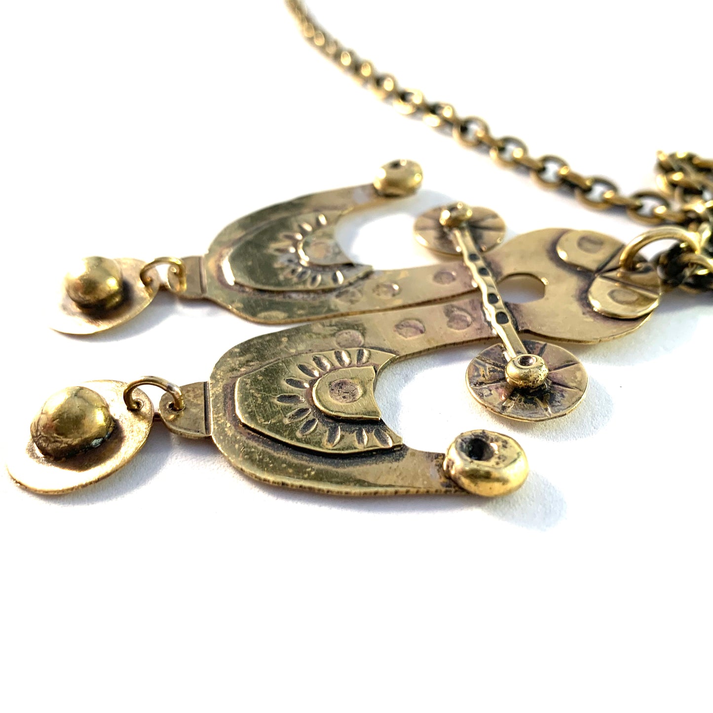 Seppo Tamminen, Finland 1970s Large Vintage Bronze Pendant Necklace.