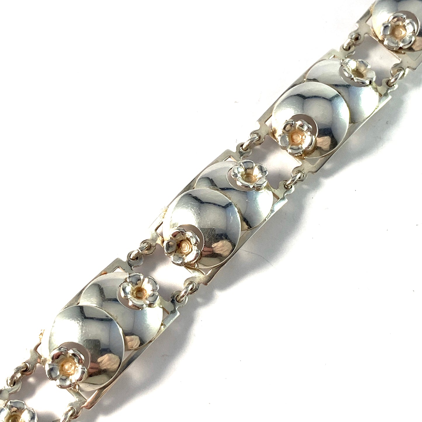 Pinco, Stockholm 1955 Mid Century Sterling Silver Blueberry Bracelet.