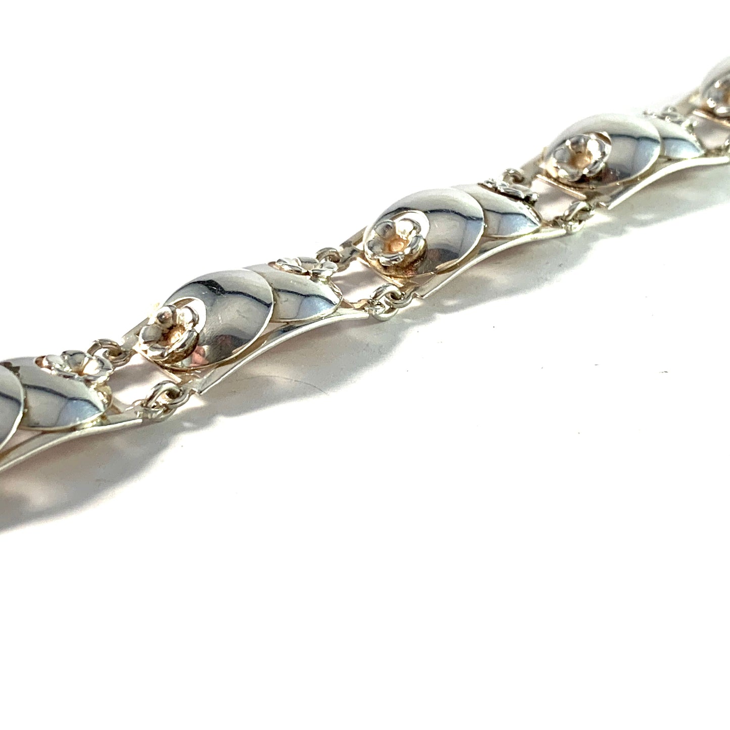 Pinco, Stockholm 1955 Mid Century Sterling Silver Blueberry Bracelet.