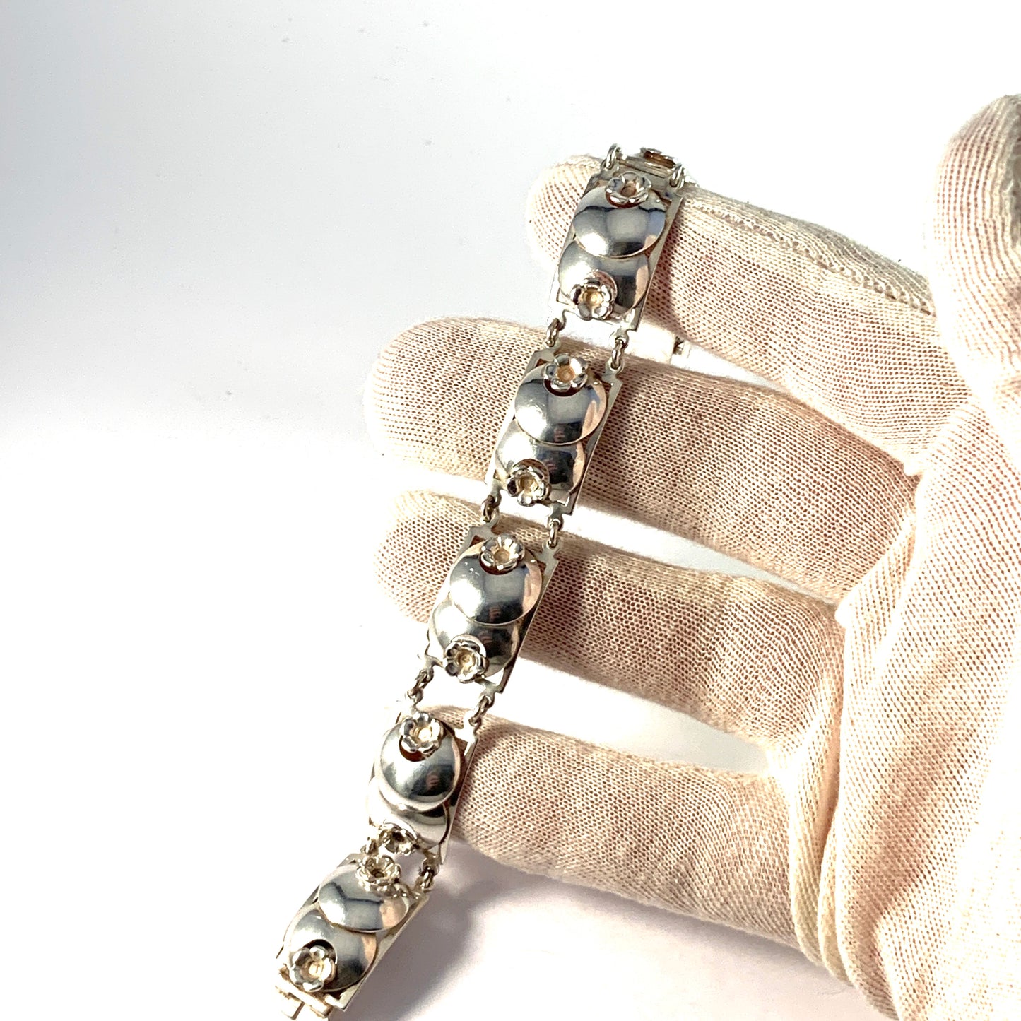 Pinco, Stockholm 1955 Mid Century Sterling Silver Blueberry Bracelet.