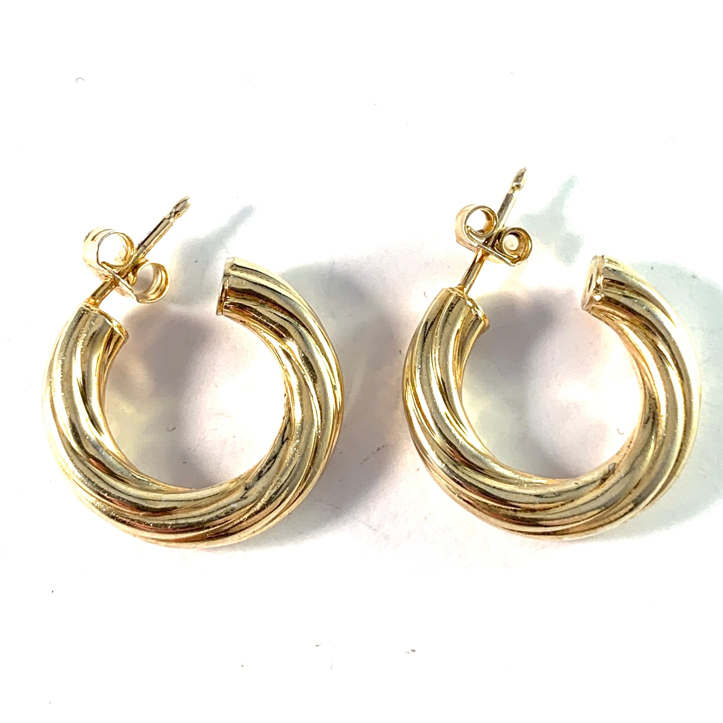 Italy. Vintage Gilt Sterling Silver Earrings.