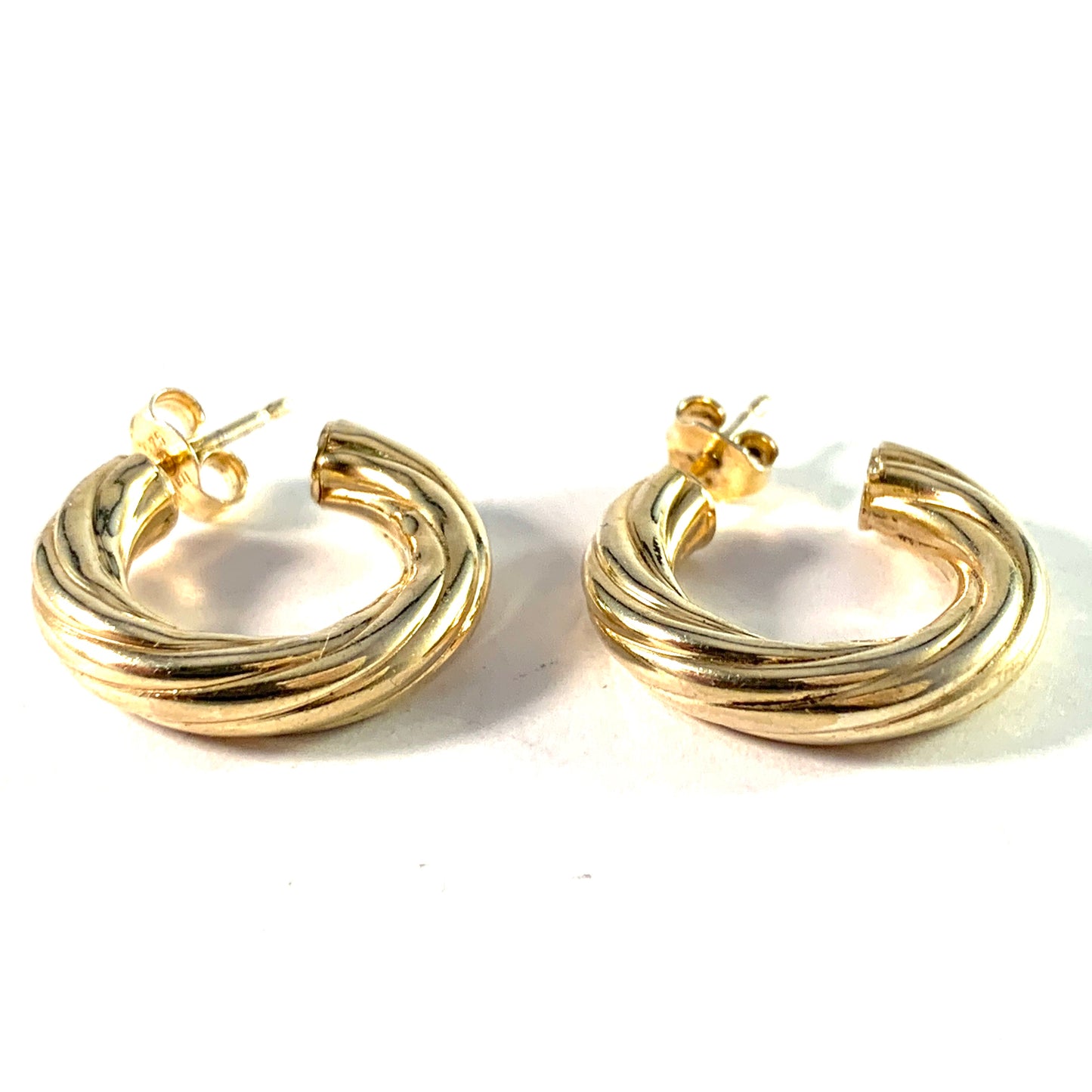 Italy. Vintage Gilt Sterling Silver Earrings.