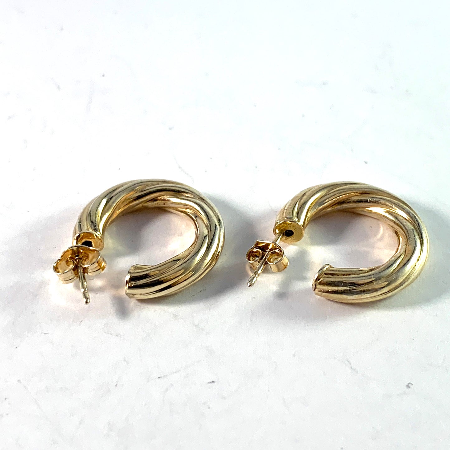 Italy. Vintage Gilt Sterling Silver Earrings.