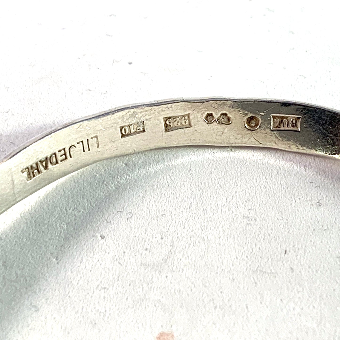 B Liljedahl, Stockholm 1980 Vintage Hammered Sterling Silver Bangle Bracelet