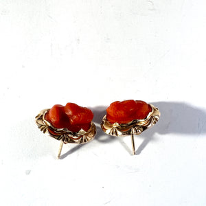 Vintage 1940-50s 14k Gold Cameo Earrings