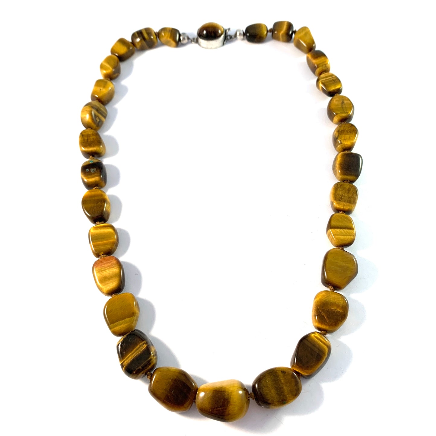 Germany, Swedish Import Mid Century 835 Silver Tiger Eye Necklace.