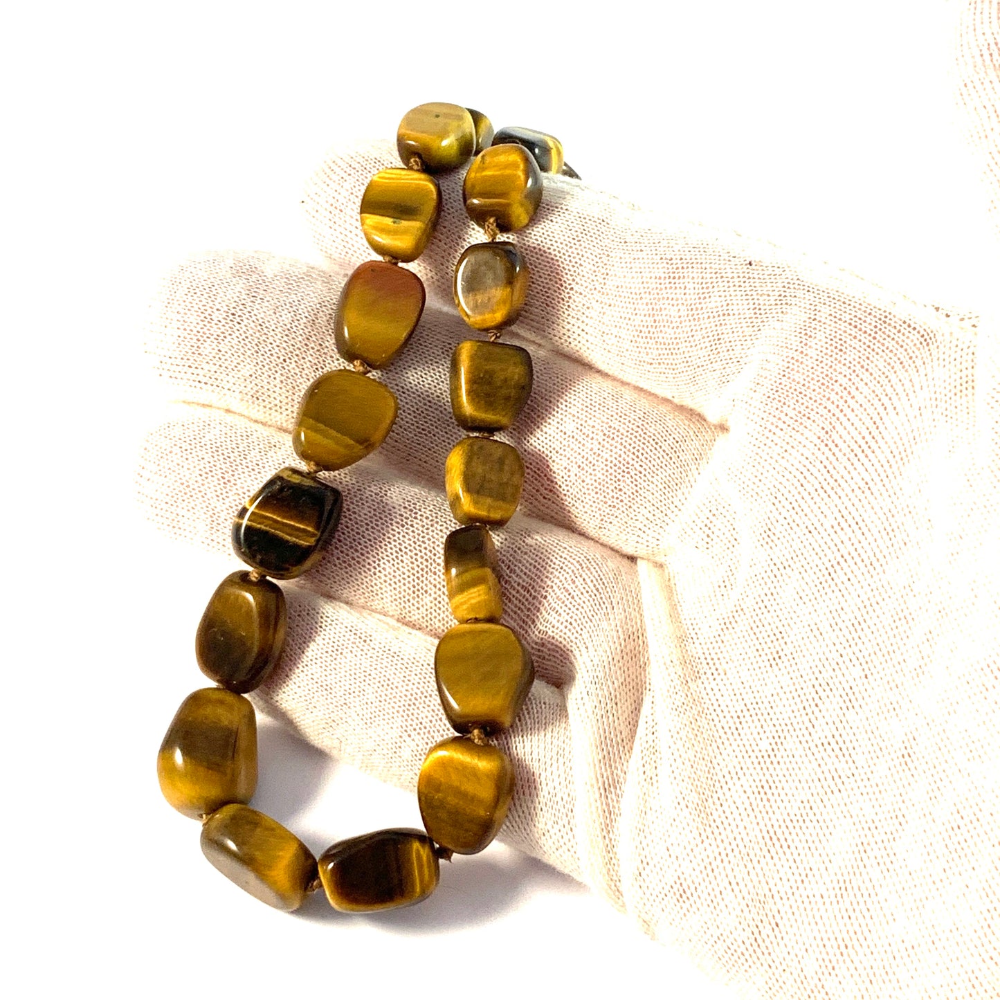 Germany, Swedish Import Mid Century 835 Silver Tiger Eye Necklace.