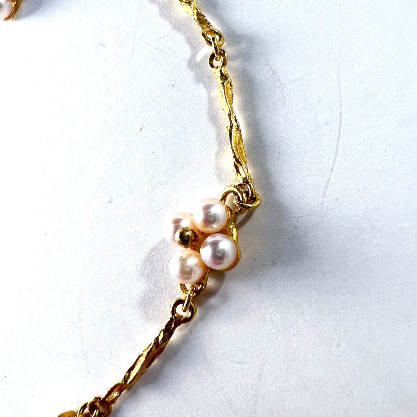 Bjorn Weckstrom for Lapponia. Vintage 18k Gold Pearl Bracelet. Design Pearlflower
