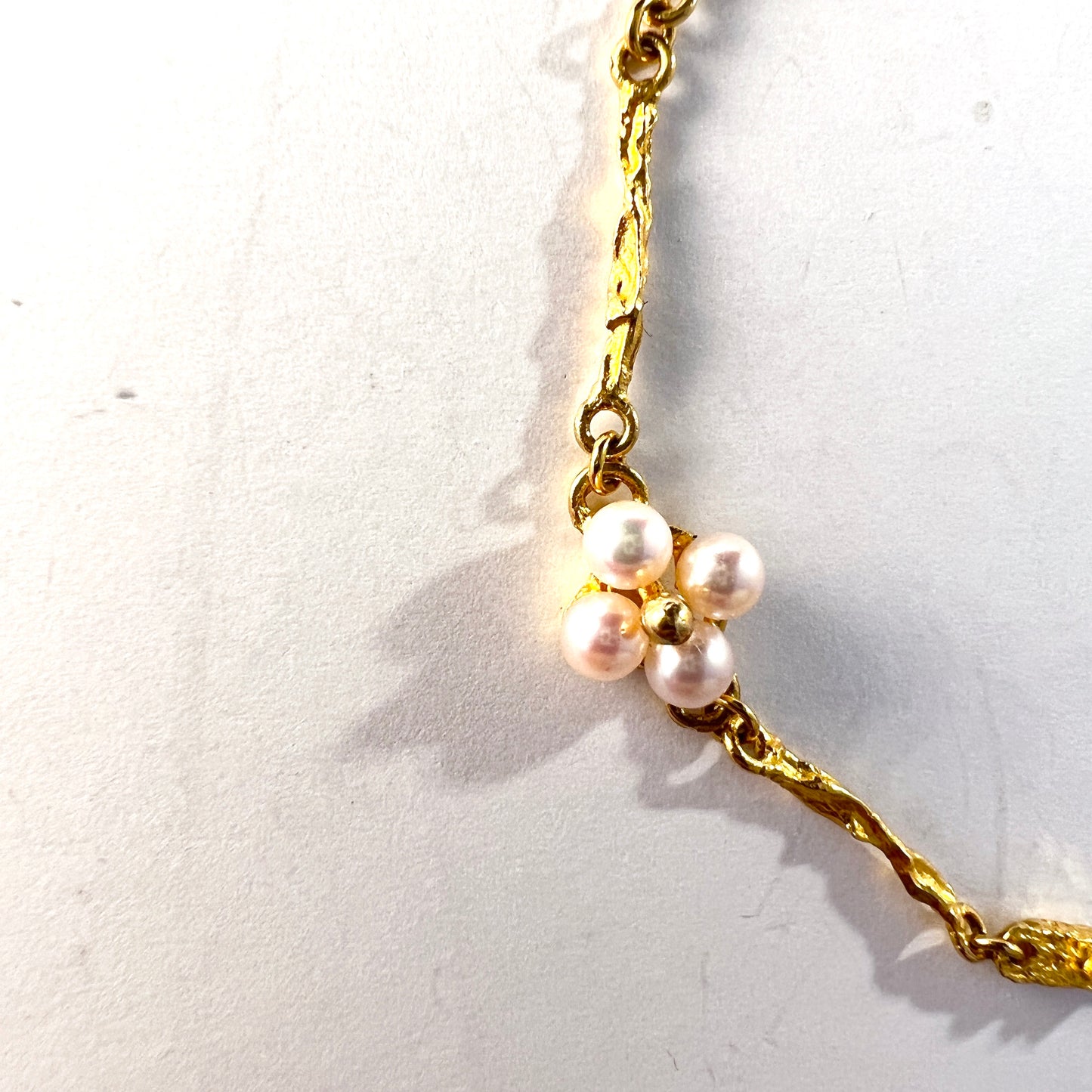 Bjorn Weckstrom for Lapponia. Vintage 18k Gold Pearl Bracelet. Design Pearlflower