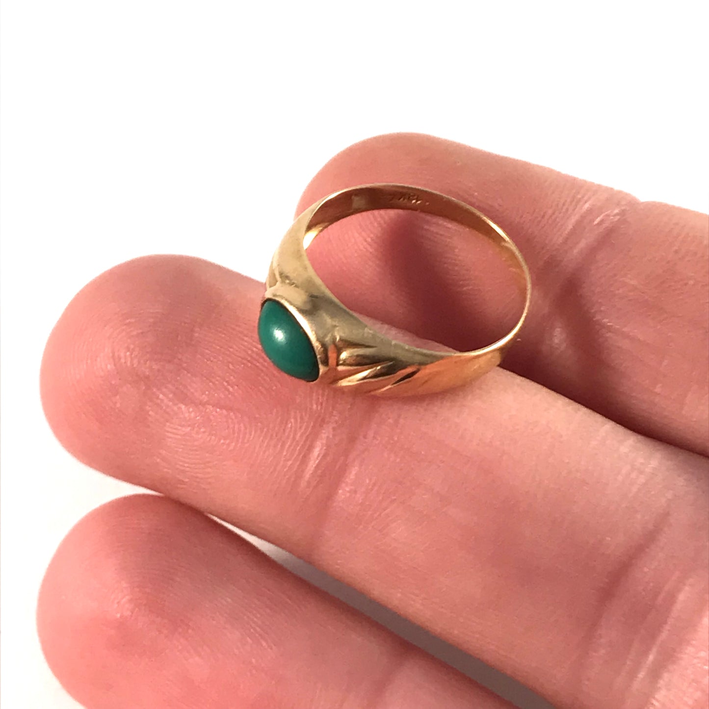 Swedish Import Mid Century 18k Gold Turquoise Ring. Size 7