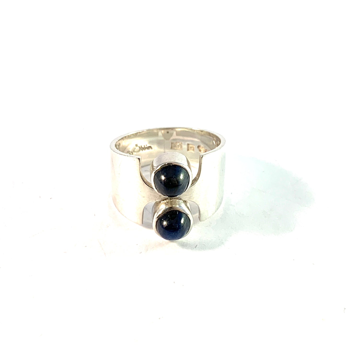 Kerstin Öhlin Lejonklou, Sweden 1967. Sterling Silver Blue Feldspar Ring. Signed