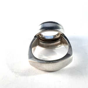 Jan Lundgren, Sweden 1964. Bold Vintage Modernist Sterling Silver Rutilated Quartz Ring.