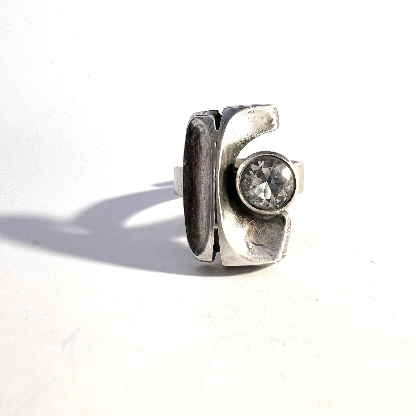 Sten & Laine, Finland 1977. Sterling Silver Rock Crystal Ring.