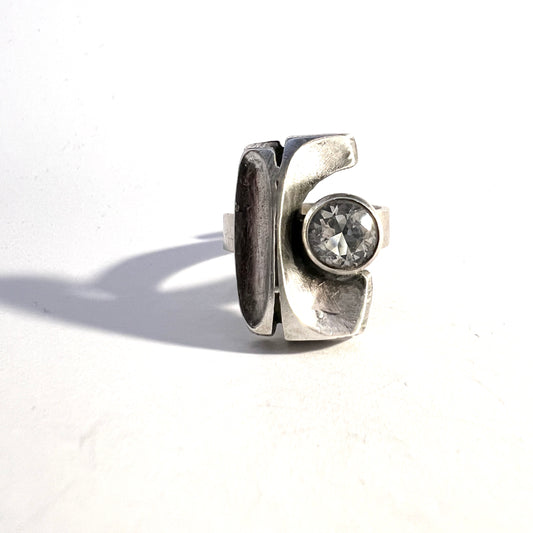 Sten & Laine, Finland 1977. Sterling Silver Rock Crystal Ring.