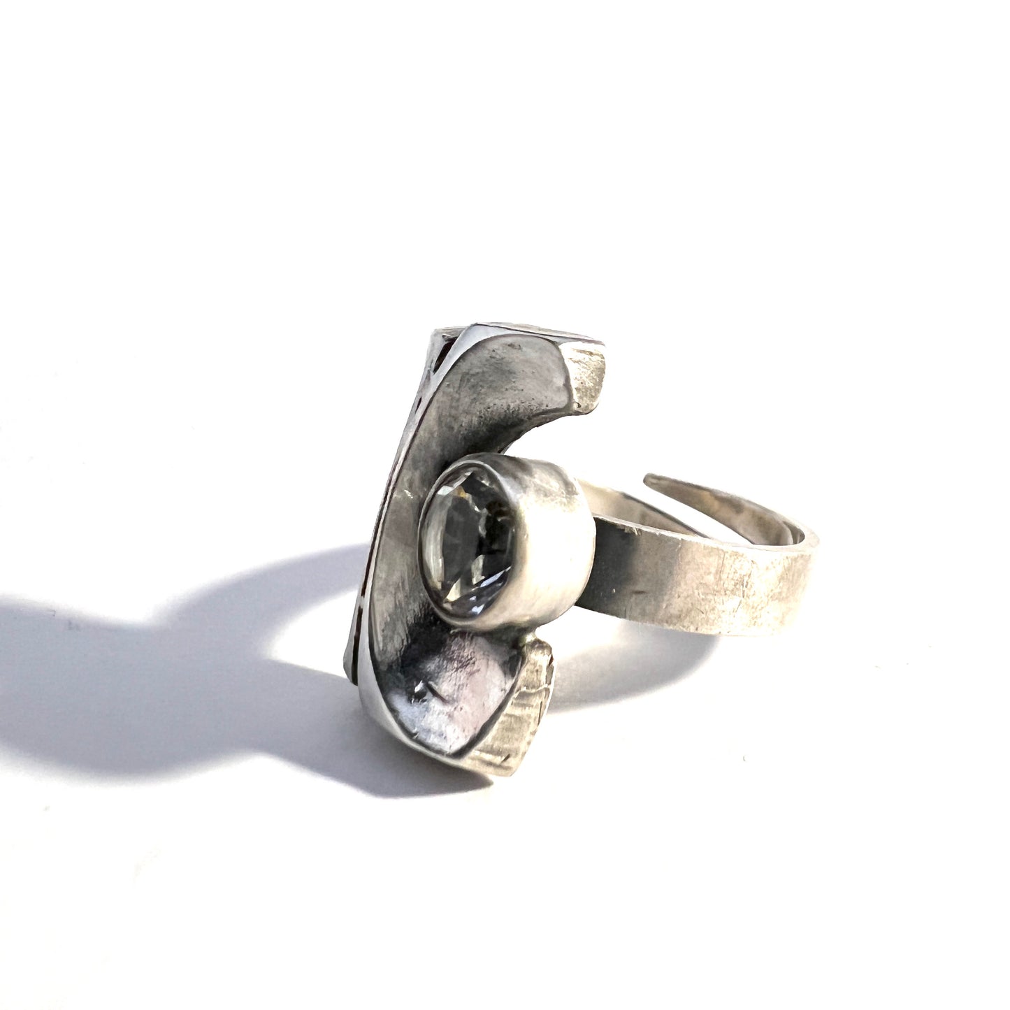 Sten & Laine, Finland 1977. Sterling Silver Rock Crystal Ring.