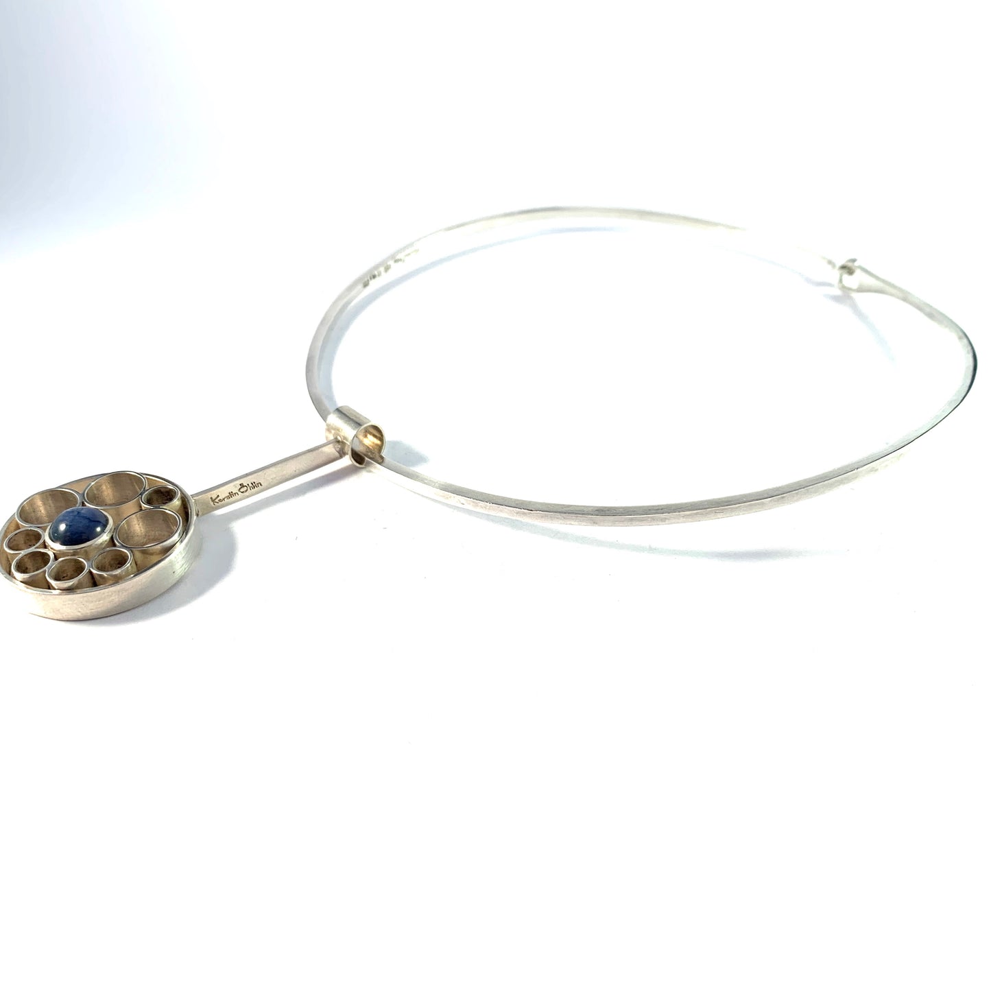 Kerstin Öhlin Lejonklou, Sweden 1967. Sterling Silver Blue Feldspar Pendant Necklace. Signed.