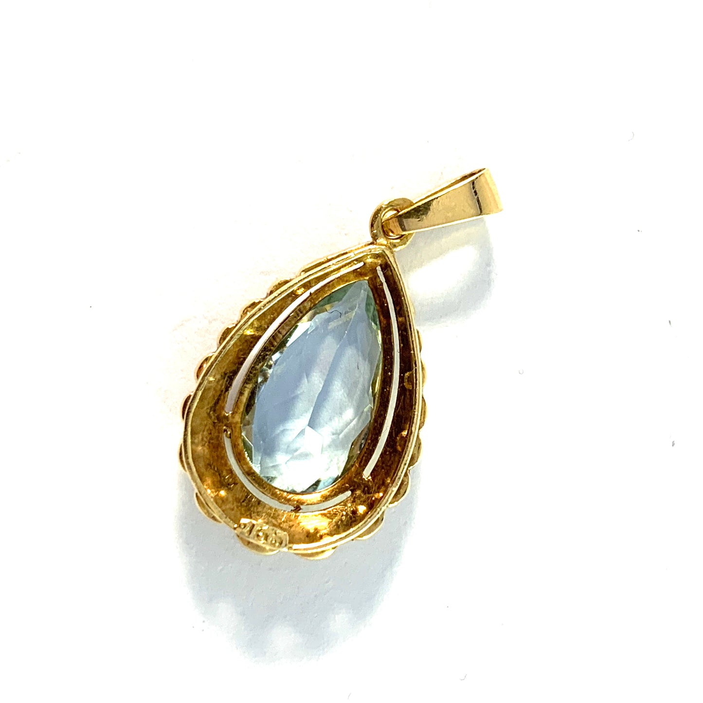 Eastern Europe Early 1900s. 18k Gold Topaz Seed Pearl Pendant.