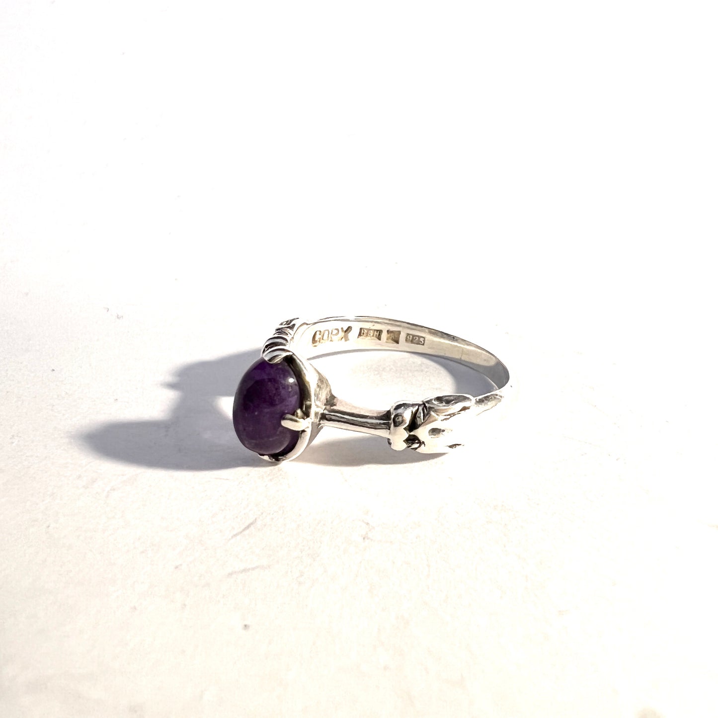 Bengt Hallberg, Sweden. Vintage Viking Copy Sterling Silver Amethyst Ring.