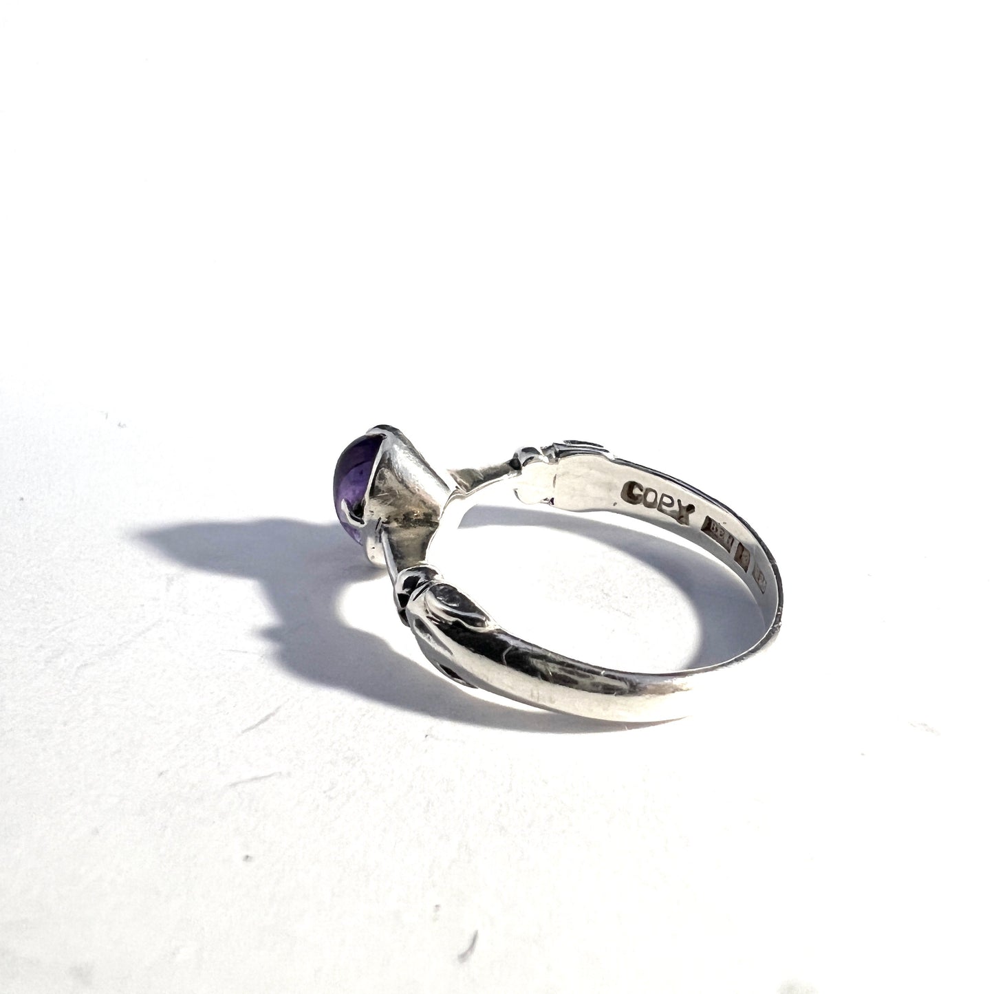 Bengt Hallberg, Sweden. Vintage Viking Copy Sterling Silver Amethyst Ring.