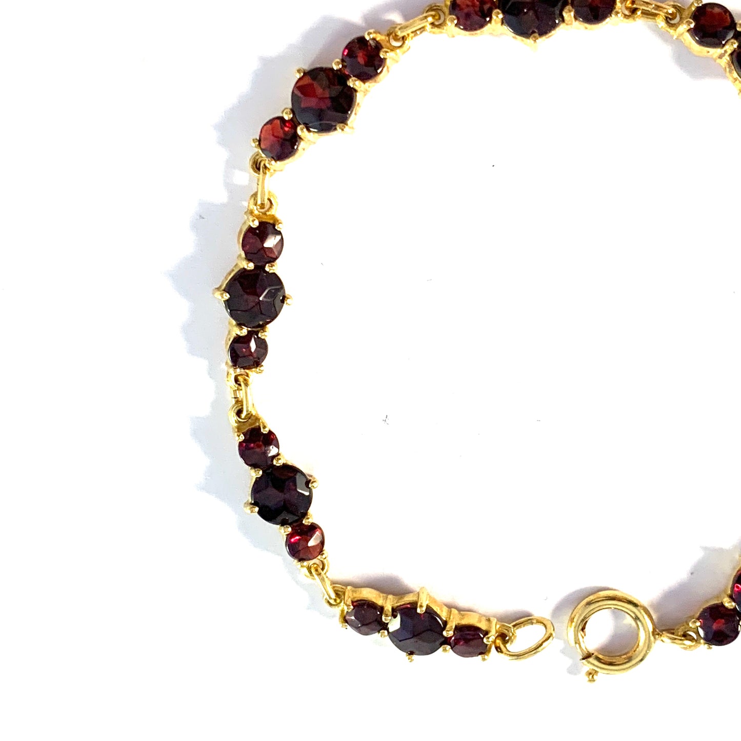 Mid Century Bohemian Garnet Gilt Metal Bracelet.