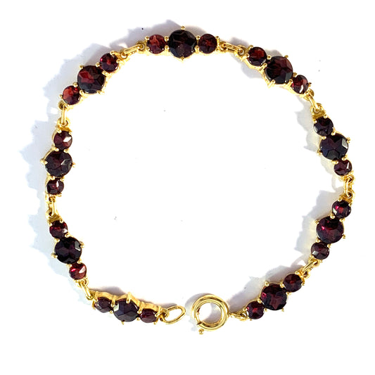 Mid Century Bohemian Garnet Gilt Metal Bracelet.