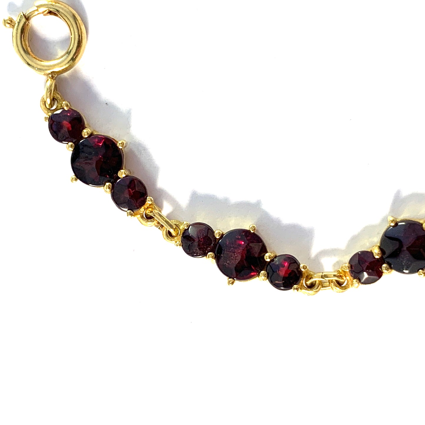 Mid Century Bohemian Garnet Gilt Metal Bracelet.