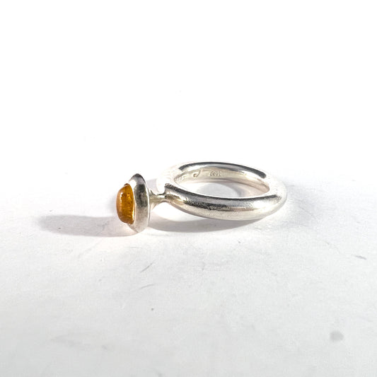 Rauff, Denmark Vintage Sterling Silver Citrine Ring.