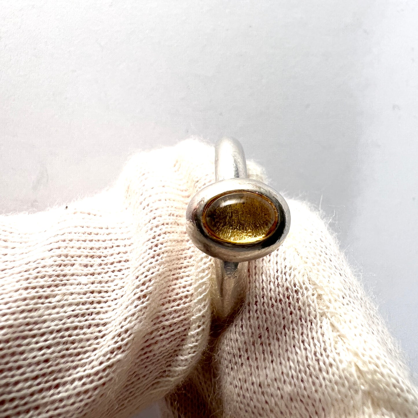 Rauff, Denmark Vintage Sterling Silver Citrine Ring.