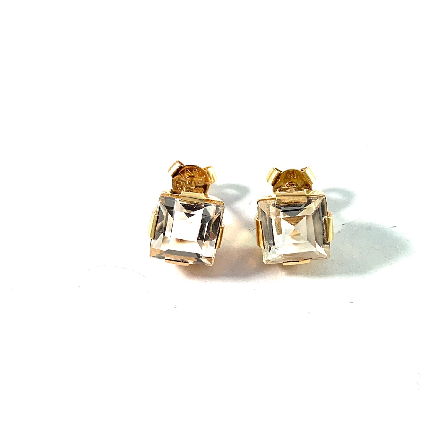 Ateljé Stigbert, Sweden 1950s. Vintage 18k Gold Rock Crystal Earrings.