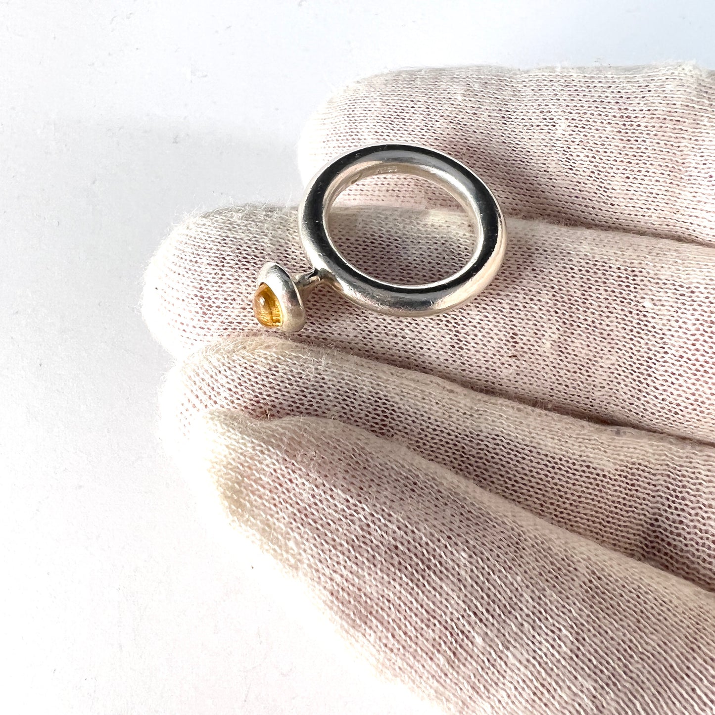 Rauff, Denmark Vintage Sterling Silver Citrine Ring.