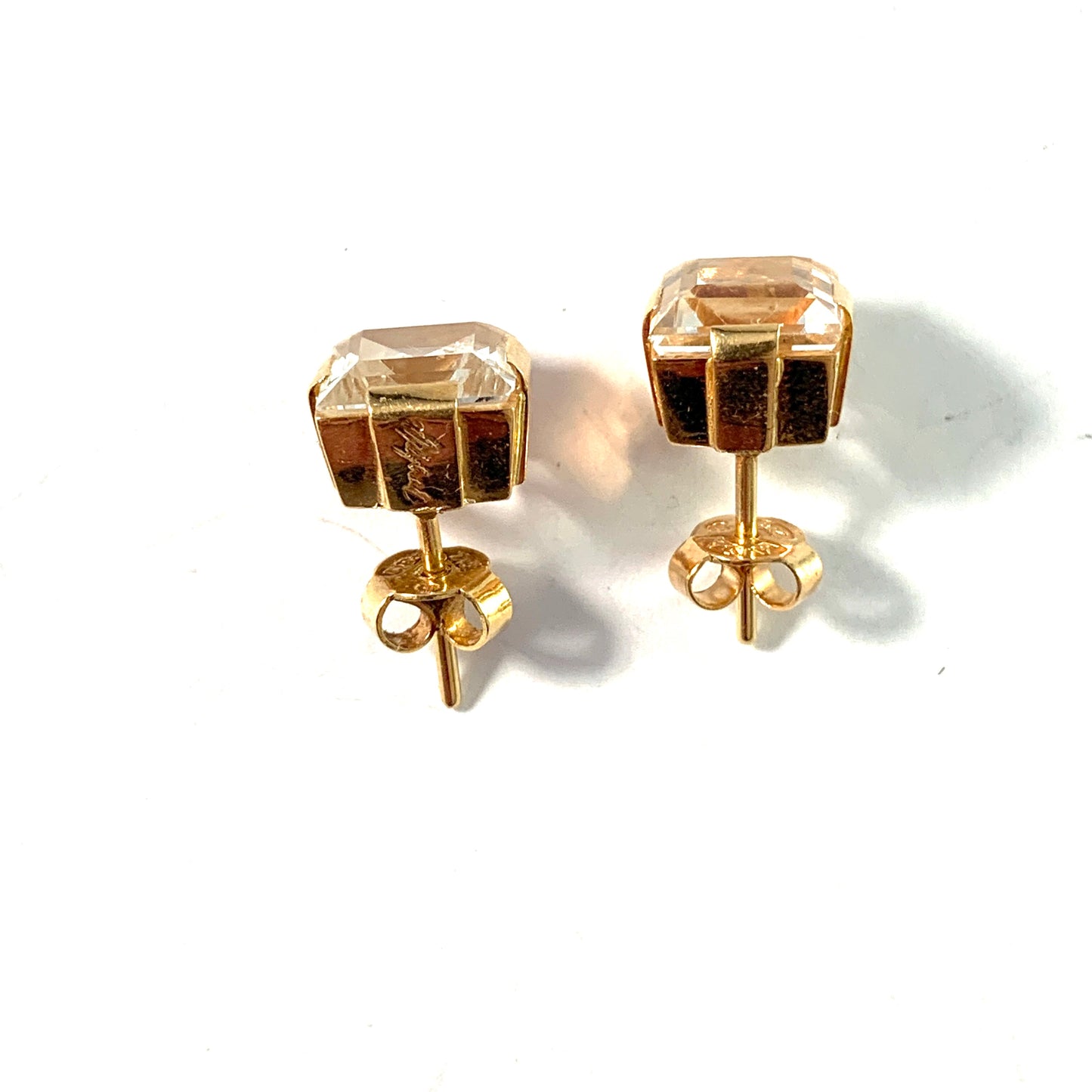 Ateljé Stigbert, Sweden 1950s. Vintage 18k Gold Rock Crystal Earrings.