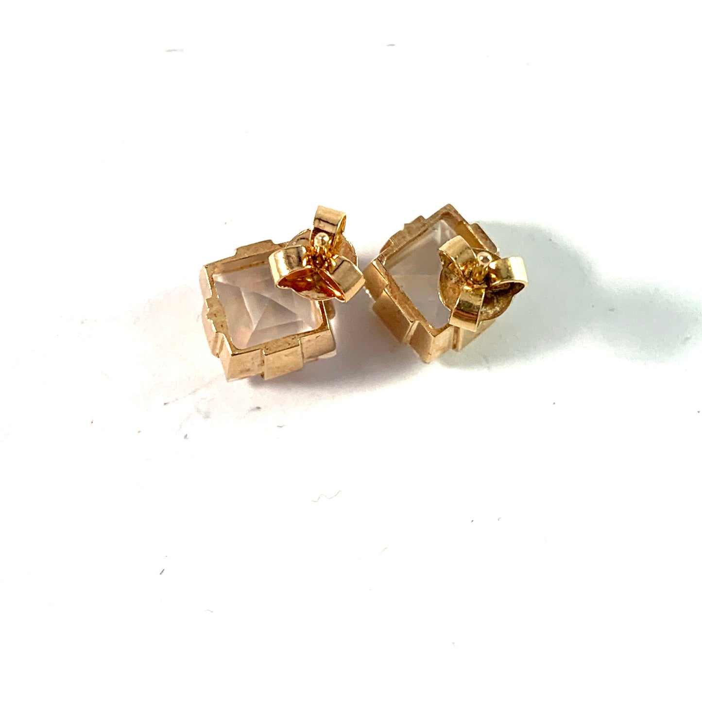 Ateljé Stigbert, Sweden 1950s. Vintage 18k Gold Rock Crystal Earrings.