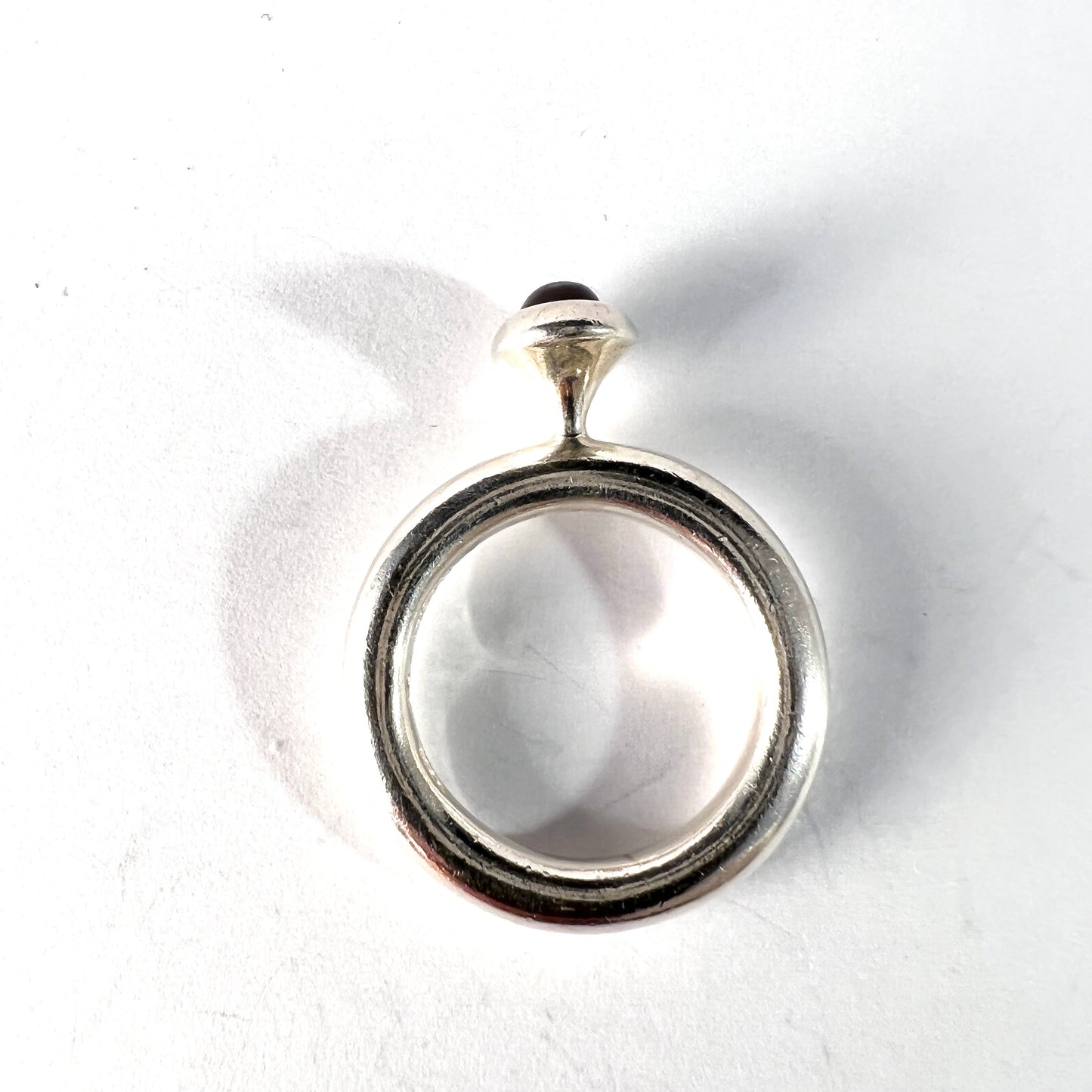 Rauff, Denmark Vintage Sterling Silver Garnet Ring.