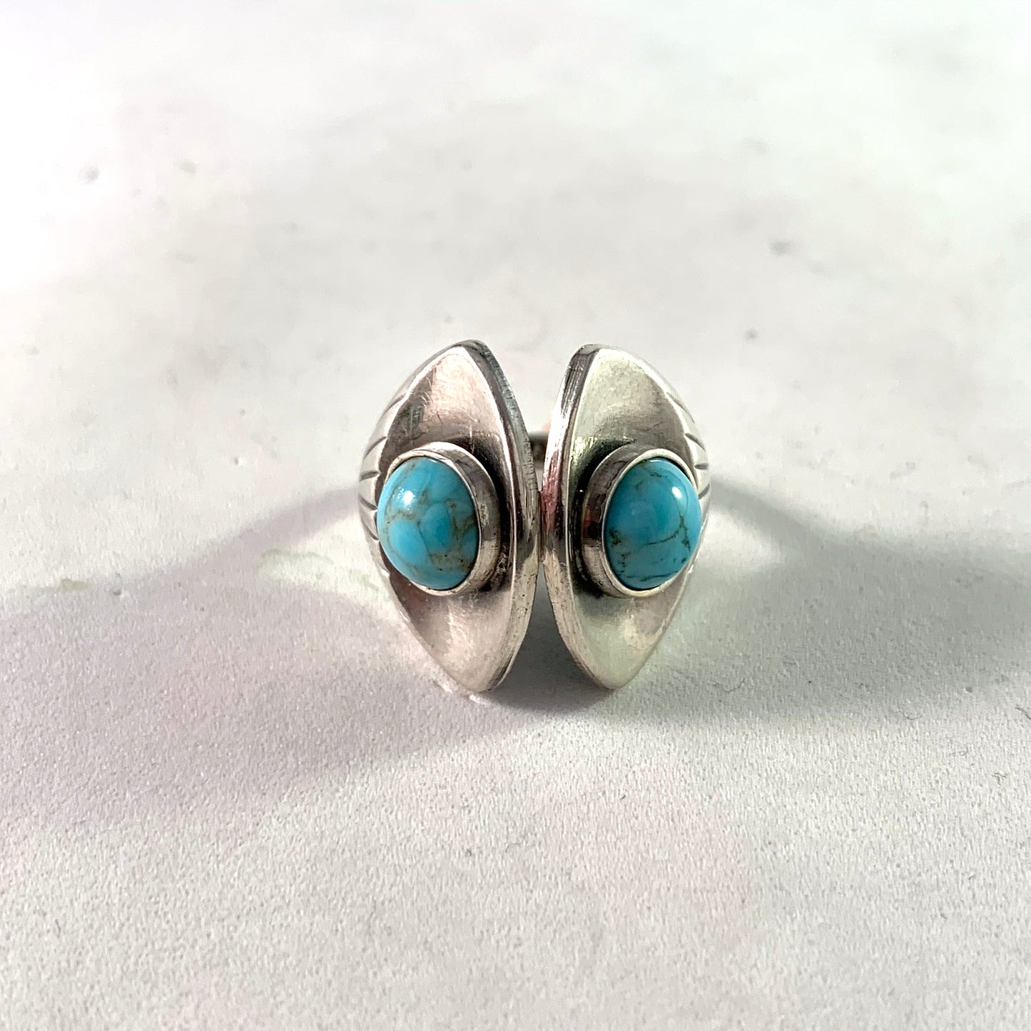 Alton, Sweden 1956 Mid Century Modern Sterling Silver Turquoise Ring.