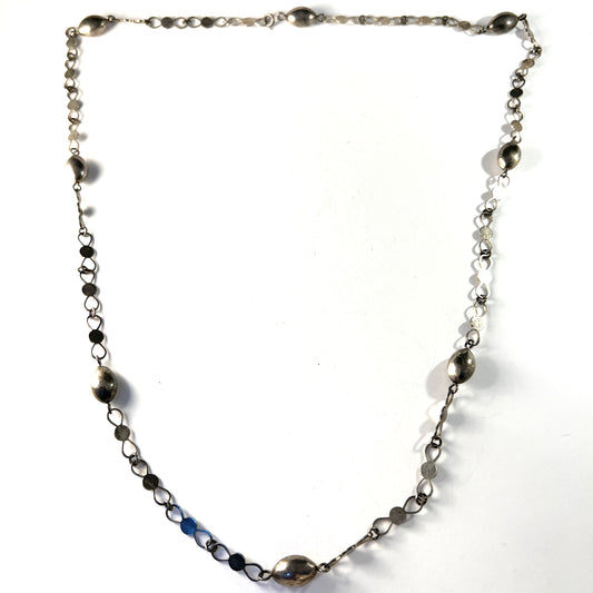 Vintage Mid Century Sterling Silver 30" Long Necklace.