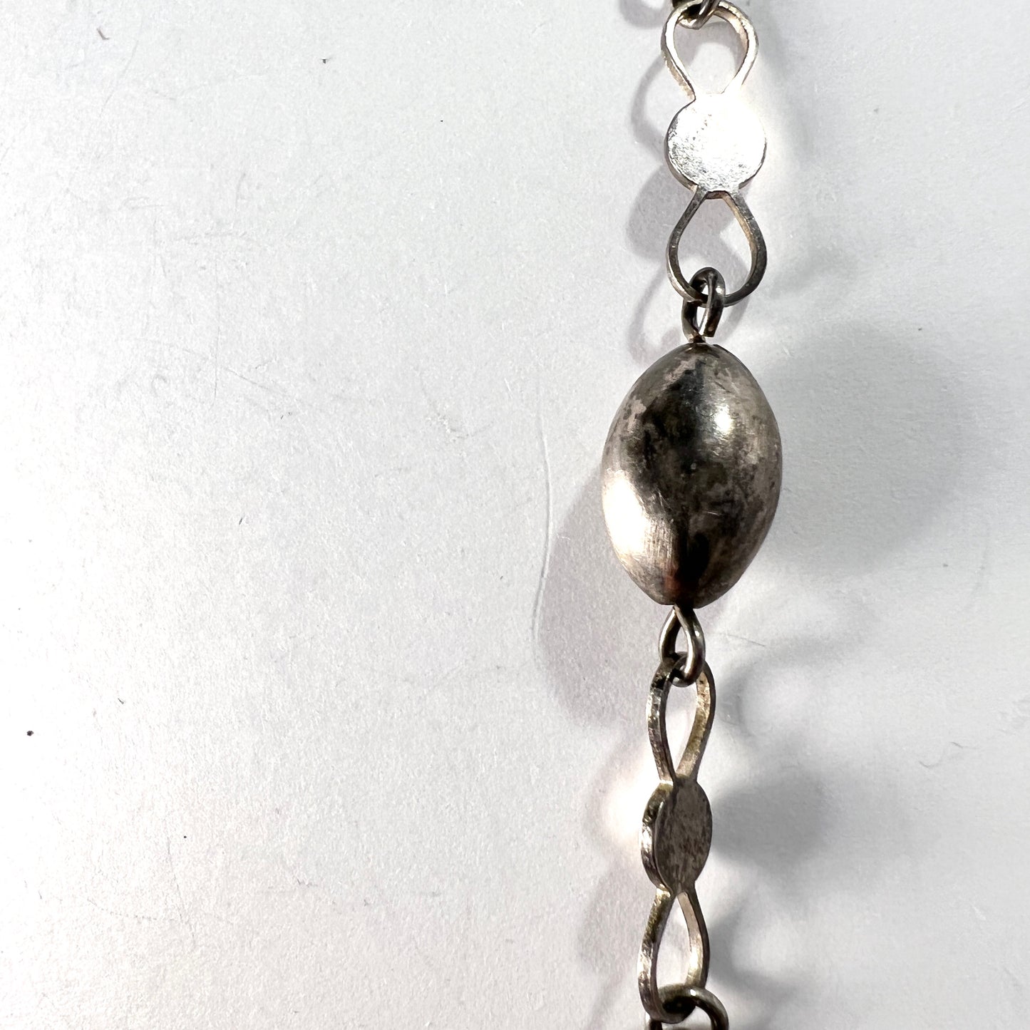 Vintage Mid Century Sterling Silver 30" Long Necklace.