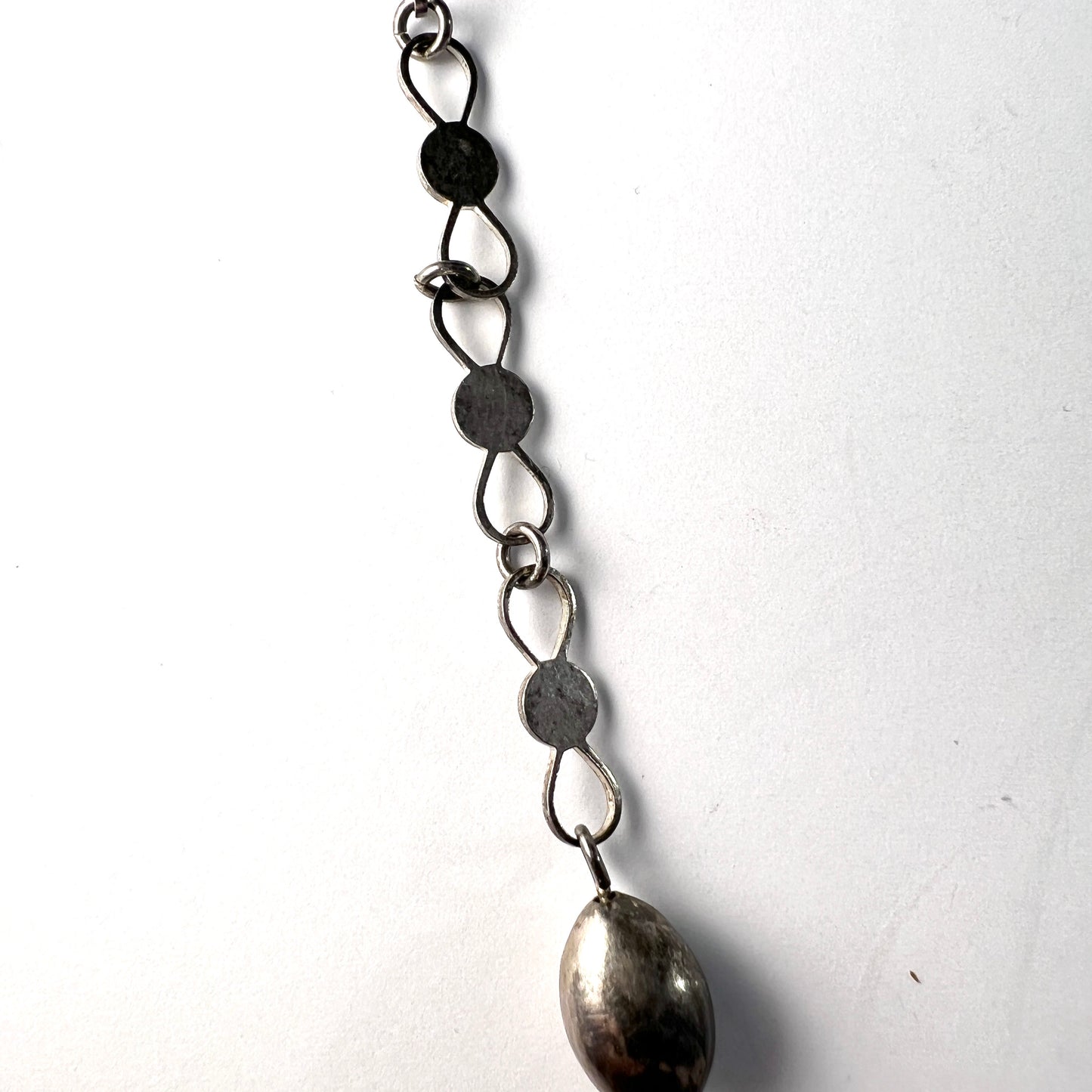 Vintage Mid Century Sterling Silver 30" Long Necklace.