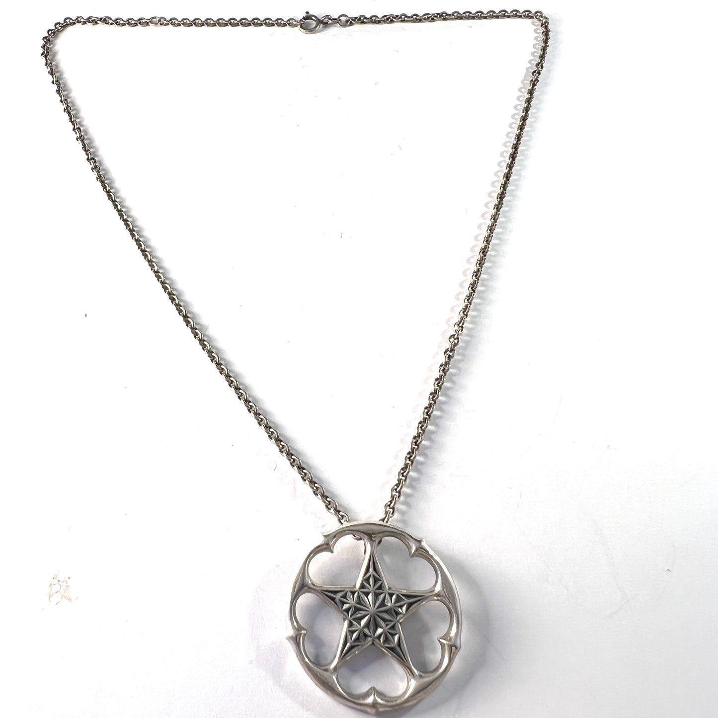 Kalevala Koru, Finland. Vintage Sterling Silver Northern Star Pendant Necklace.