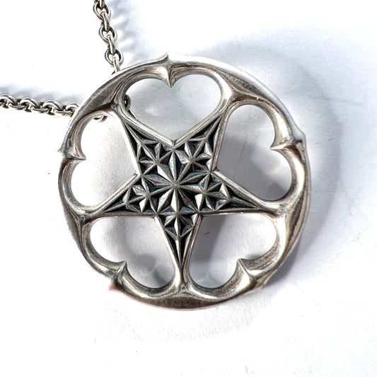 Kalevala Koru, Finland. Vintage Sterling Silver Northern Star Pendant Necklace.