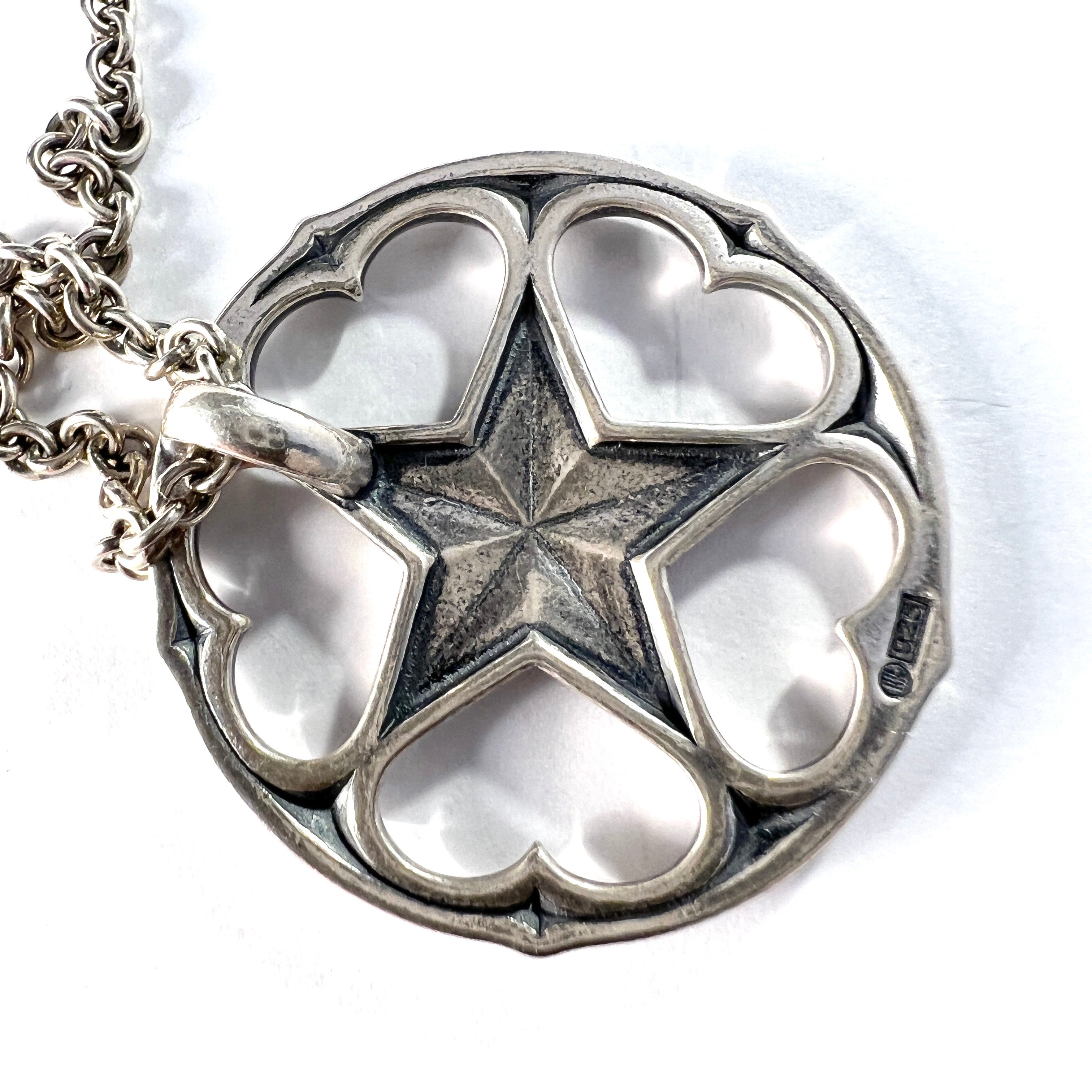 Kalevala Koru, Finland. Vintage Sterling Silver Northern Star Pendant Necklace.