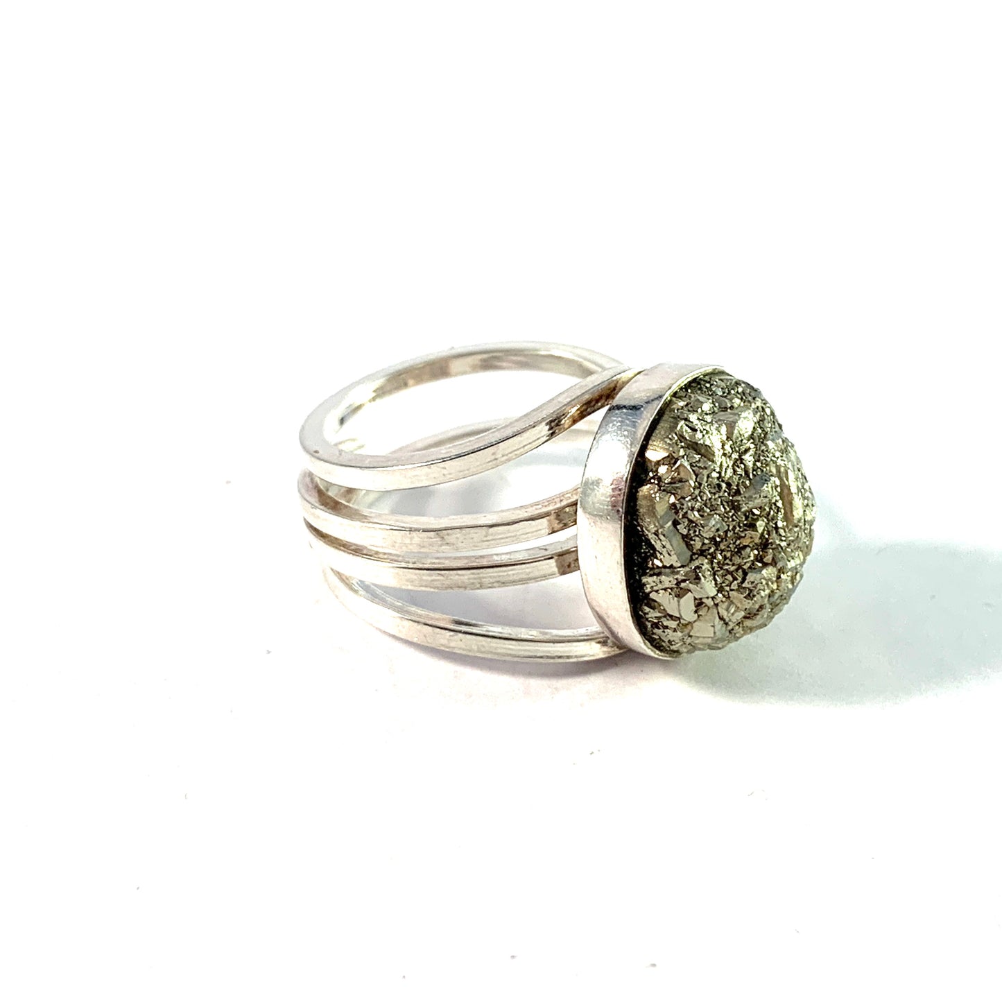 Stenlya, Sweden year 1977 Sterling Silver Pyrite Ring.