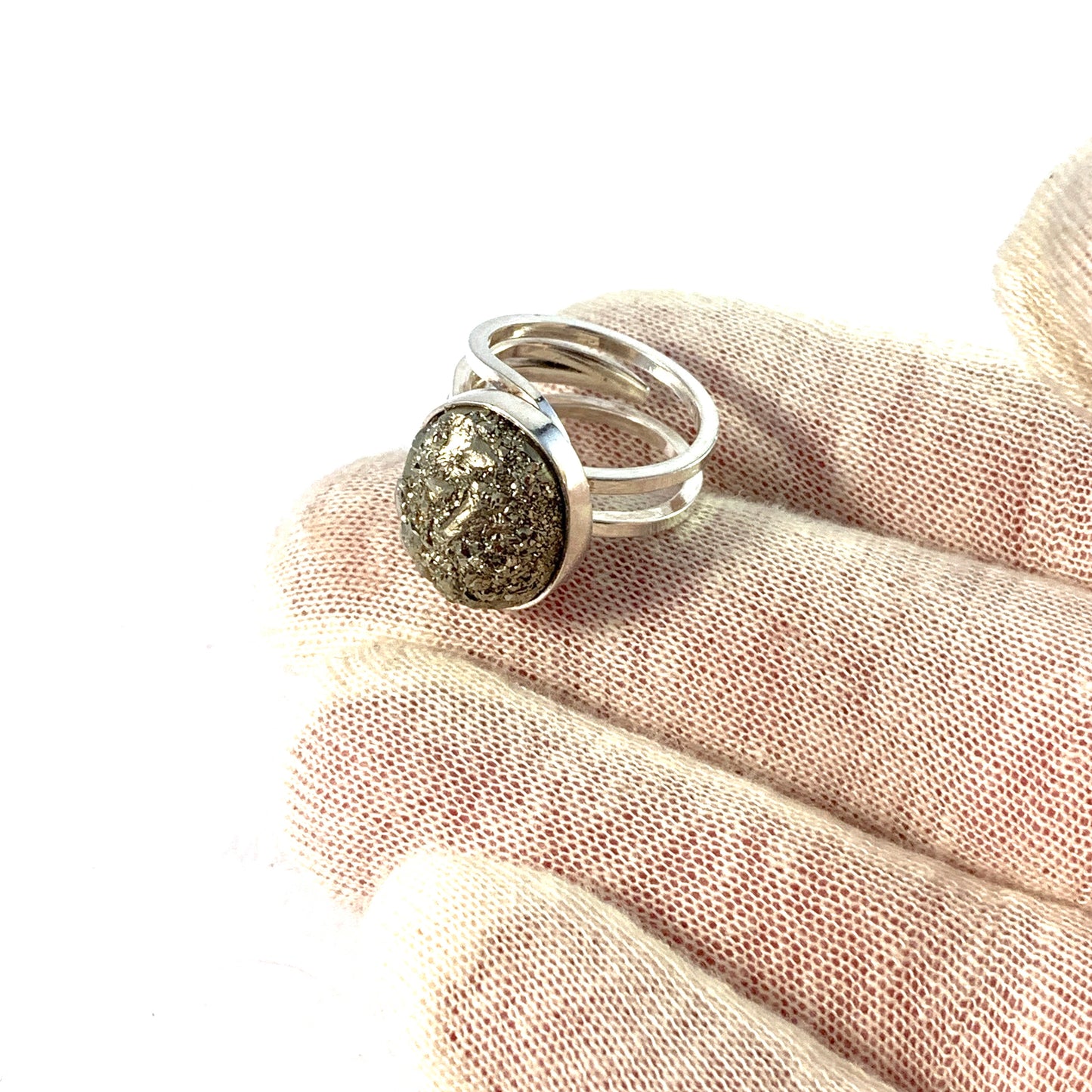 Stenlya, Sweden year 1977 Sterling Silver Pyrite Ring.