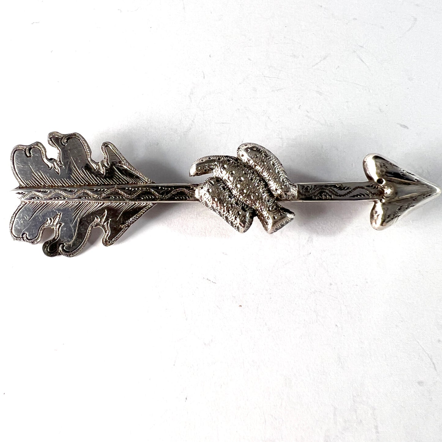 EJG, Karlstad, Sweden 1878. Antique Victorian Silver Hunting Brooch Pin