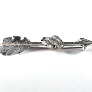 EJG, Karlstad, Sweden 1878. Antique Victorian Silver Hunting Brooch Pin