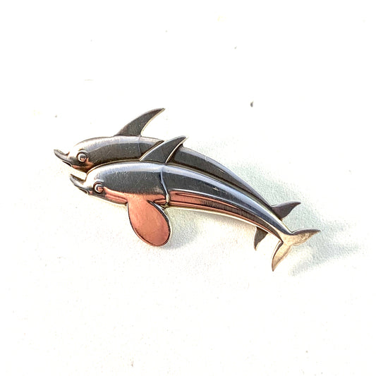 Georg Jensen, designer Arno Malinowski Dolphin Sterling Silver Brooch #317