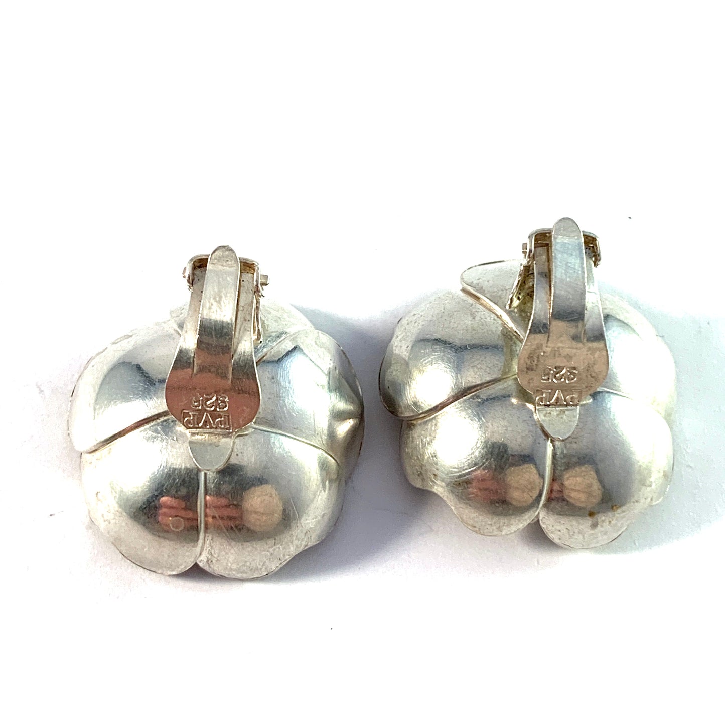 Peter Von Post, Stockholm 1970s. Sterling Silver Large Flower Earrings.